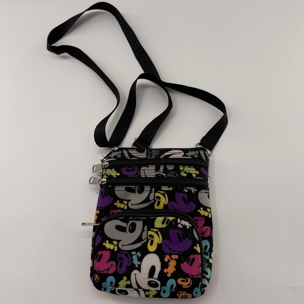 Disney Parks Pop Art Mickey Mouse Multi Compartment Nylon Crossbody Bag Purse
